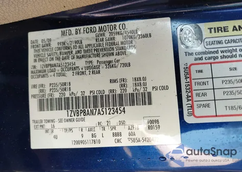 2010 Ford Mustang V6/V6 Premium from USA, damaged, VIN 1ZVBP8AN7A5123454